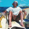 'Self Portrait on Boat' by Joseph 24" x 24"